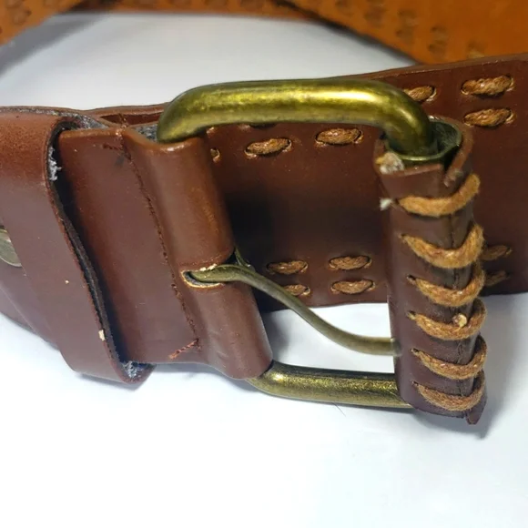 Antique Handmade ,3 Pieces / Elegant Men's Leather Belt &Hand Stitching